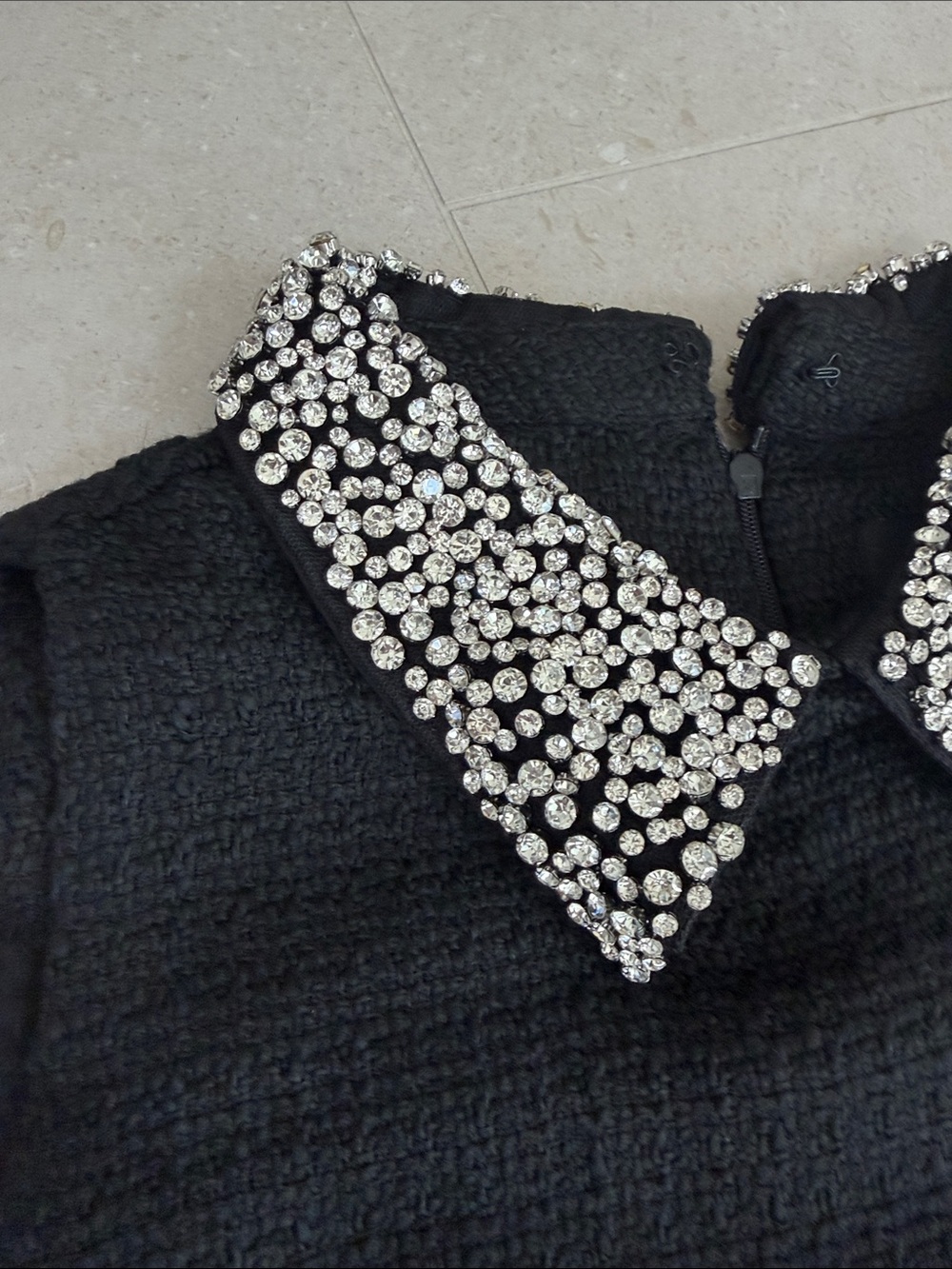 CeCe Black Mini Dress with Embellished Collar - Picture 4 of 7